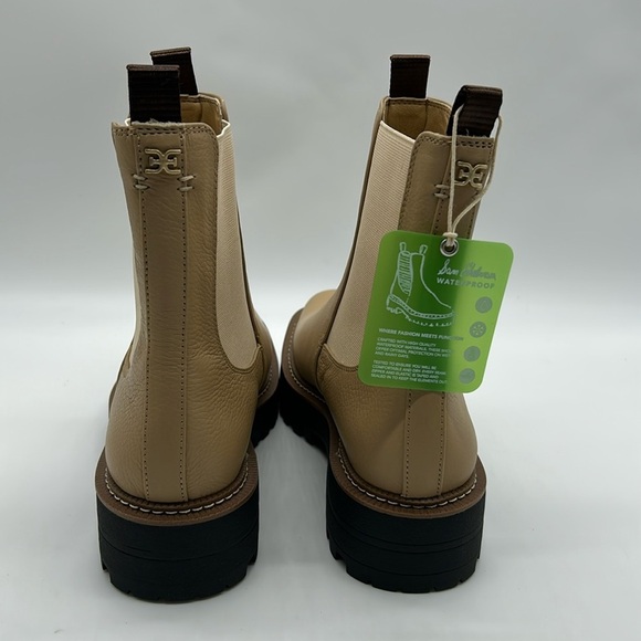 22- Sam Edelman Laguna Chelsea Waterproof Boots Sesame Leather Size 9.5 M NWT - Picture 6 of 16